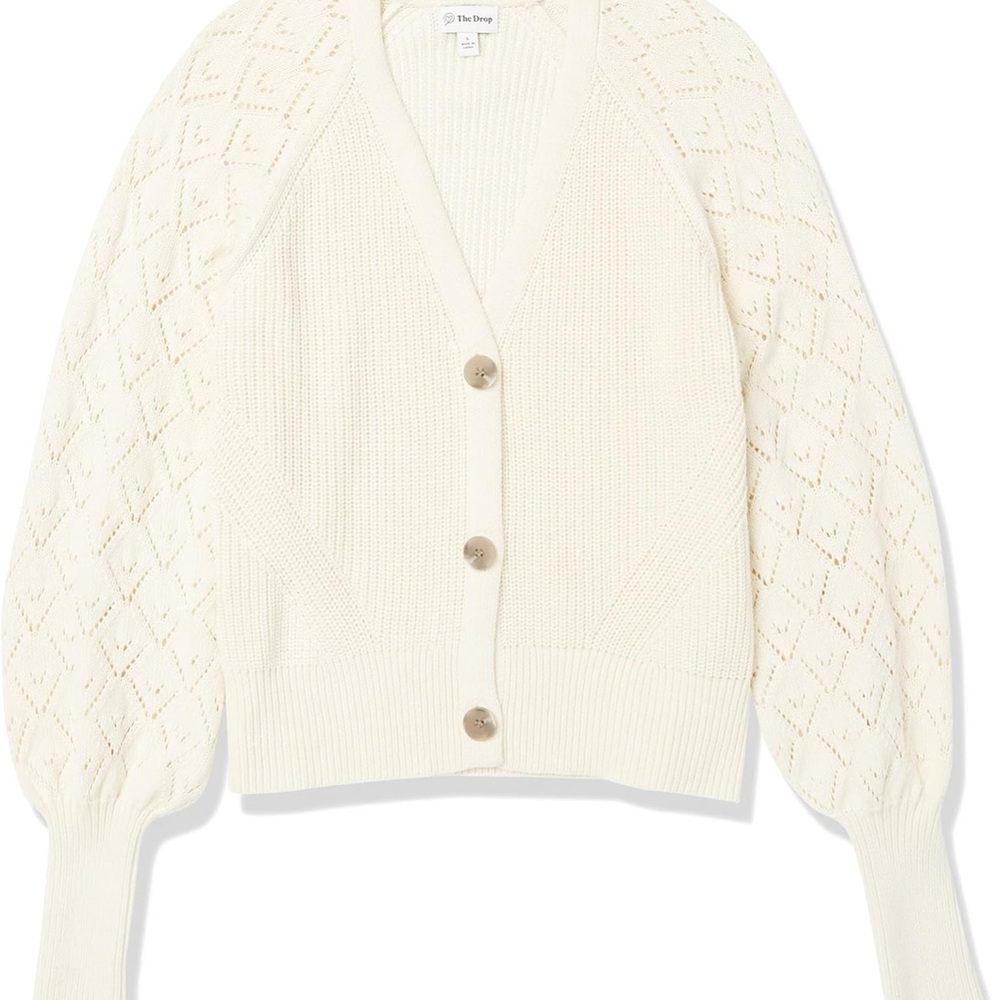 Pointelle Cream Cardigan Sweater